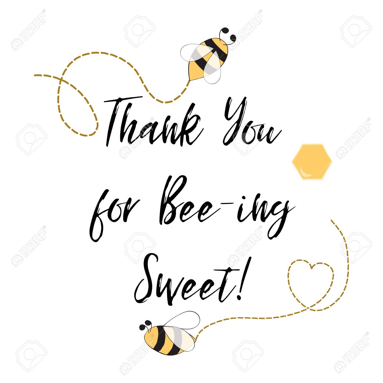 text thank you for being sweet with bee honey cute card design