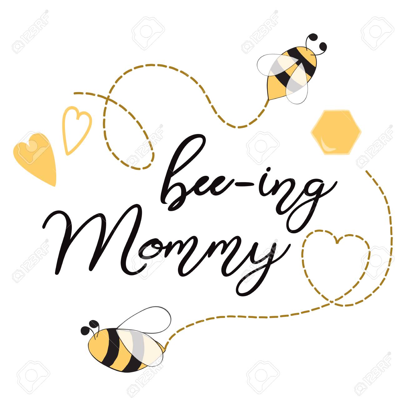 text bee ing mommy decorated hearts honey bees sweet card template template bee
