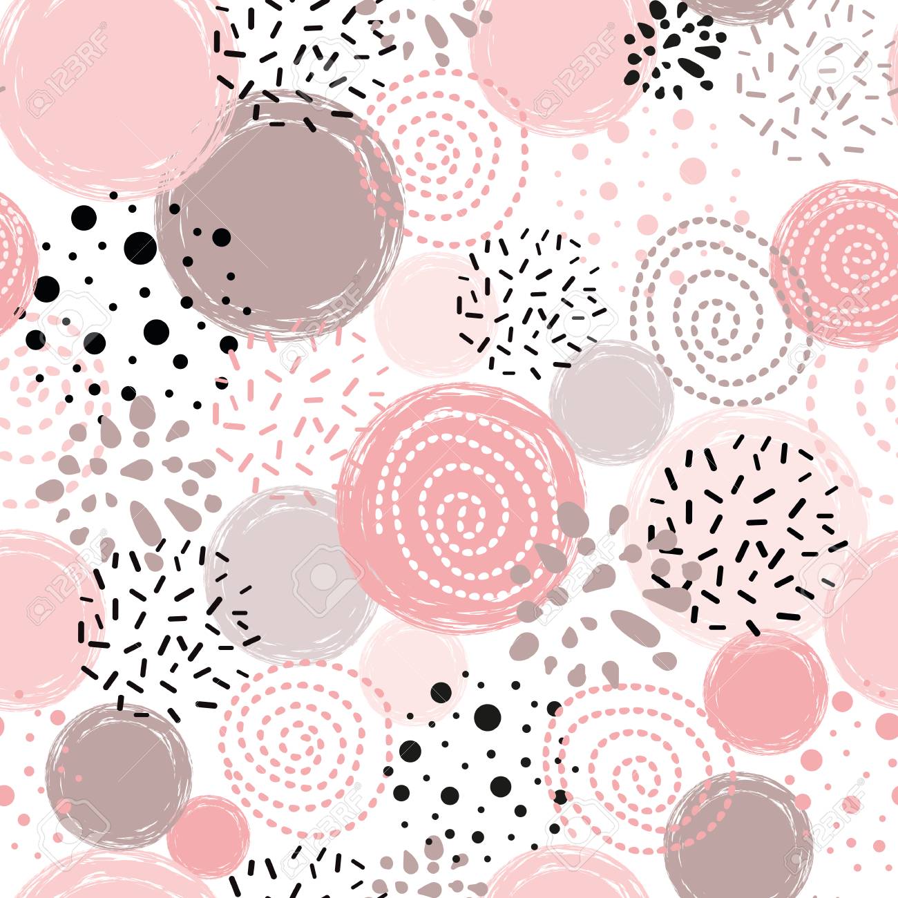 Cute seamless pattern polka dot abstract ornament decorated pink, black hand drawn circles, round shapes Vector illustration for wallpaper, wrap Gold dots, sparkles, shining dots background - 111655194 Cute seamless pattern polka dot abstract ornament decorated pink, black hand drawn circles, round shapes Vector illustration for wallpaper, wrap Gold dots, sparkles, shining dots background - 111655194