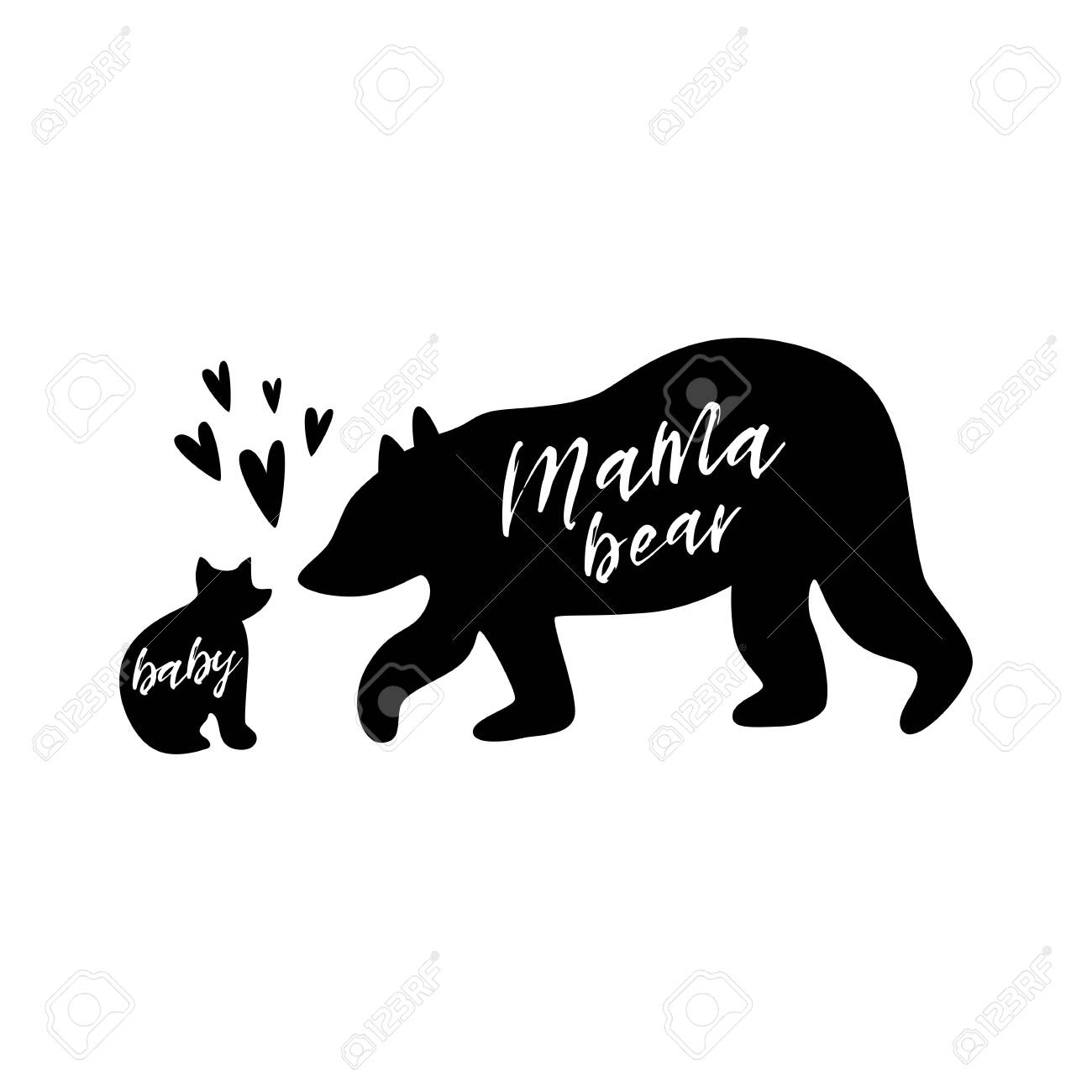 Mama Bear Baby Bear Black Bear Family Print Simple Bear Silhouette Royalty Free Cliparts Vectors And Stock Illustration Image