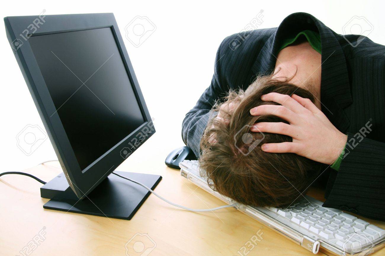 Computer Trouble Young Adult By Pc Screen Student Or Businessman Stock Photo Picture And Royalty Free Image Image 577