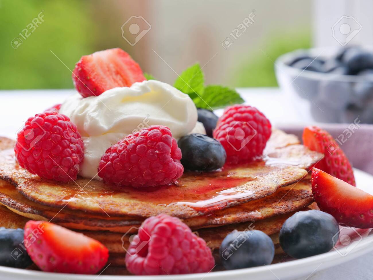 Keto Pancakes Made Of Coconut Flour Or Almond Flour Served With Stock Photo Picture And Royalty Free Image Image 132681397