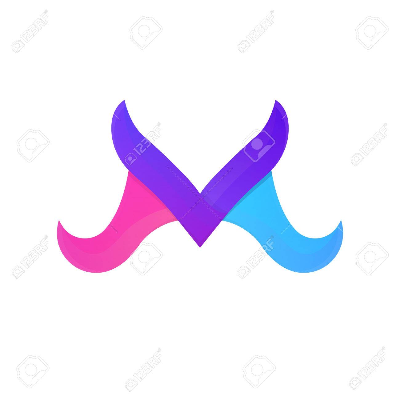 fun abstract colorful m letter logo icon sign shapes elements