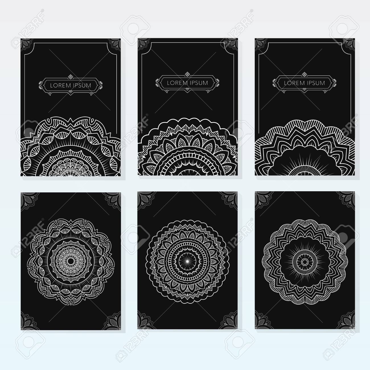 vintage mandala posters dark banner with motif ornament medallion dark banner