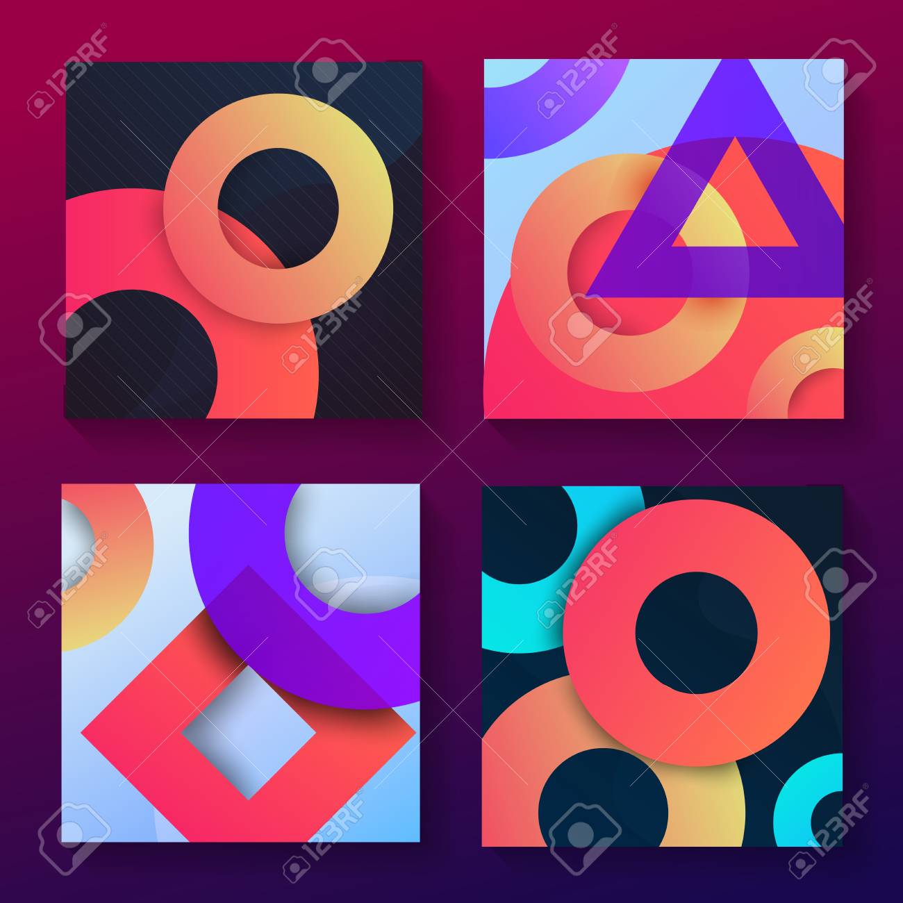 Set Of Flat Geometric Backgrounds With Shape Elements Design Royalty Free Cliparts Vectors And Stock Illustration Image 84971137