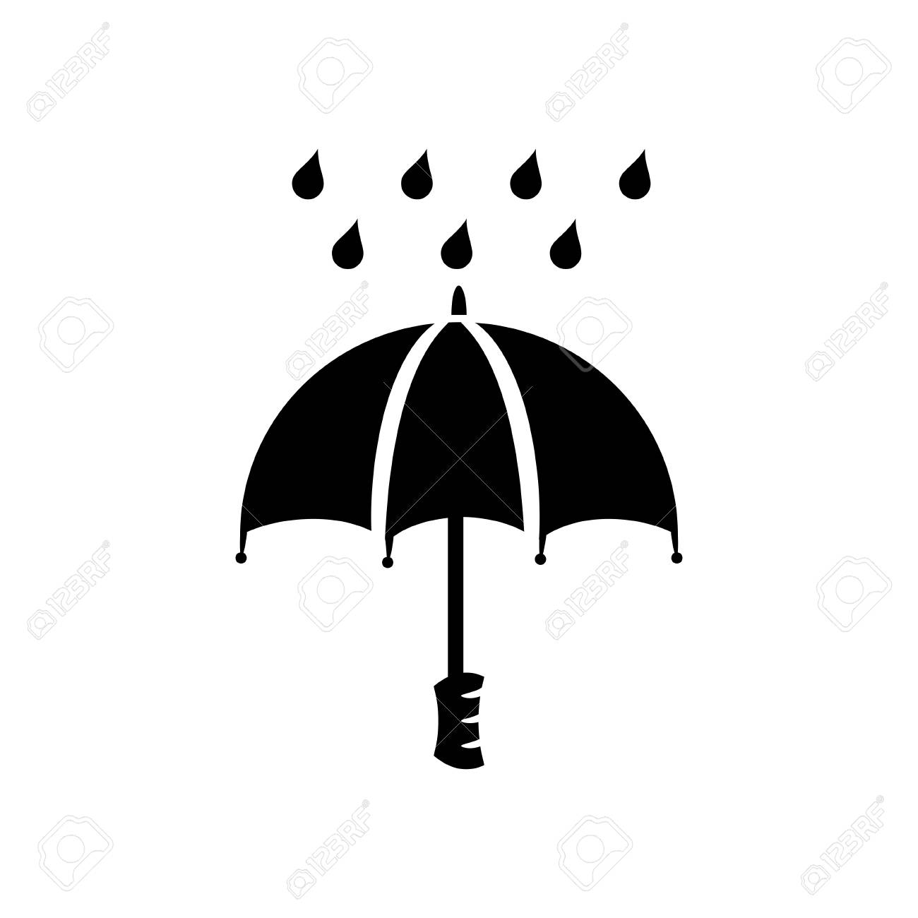 雨と傘のアイコンのイラスト素材 ベクタ Image