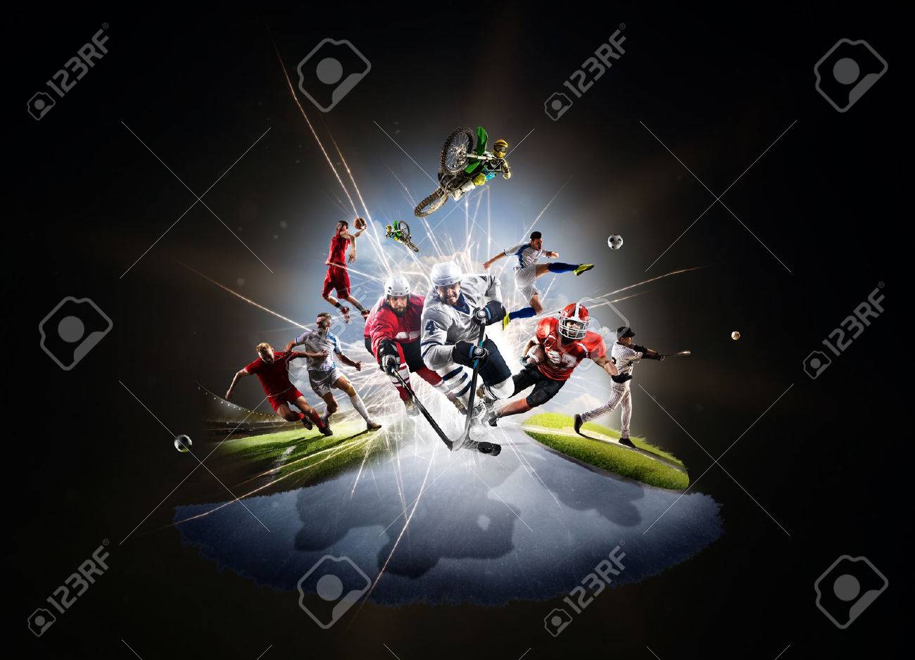 Multi sports collage from soccer basketball hockey footbal baseball dirt bike - 59848988 Multi sports collage from soccer basketball hockey footbal baseball dirt bike - 59848988