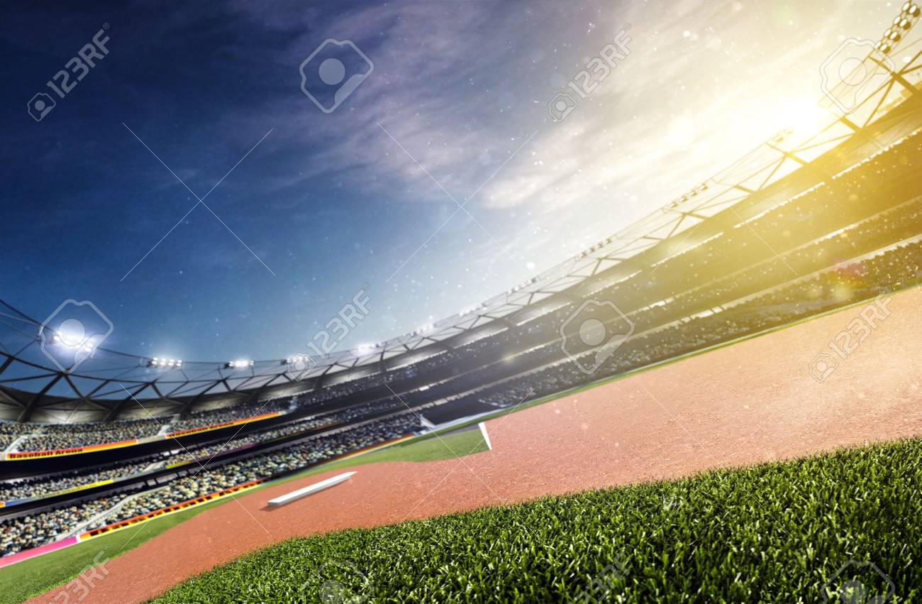 Empty baseball stadium 3d render panorama - 95815606 Empty baseball stadium 3d render panorama - 95815606