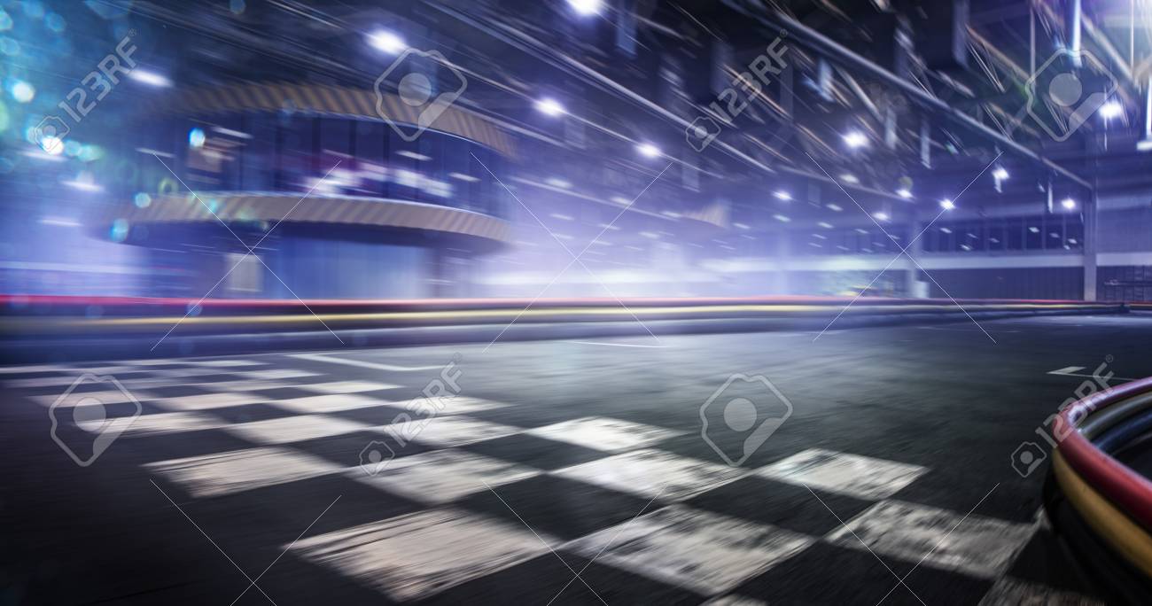 Cart race track finish line in motion background - 95525474 Cart race track finish line in motion background - 95525474