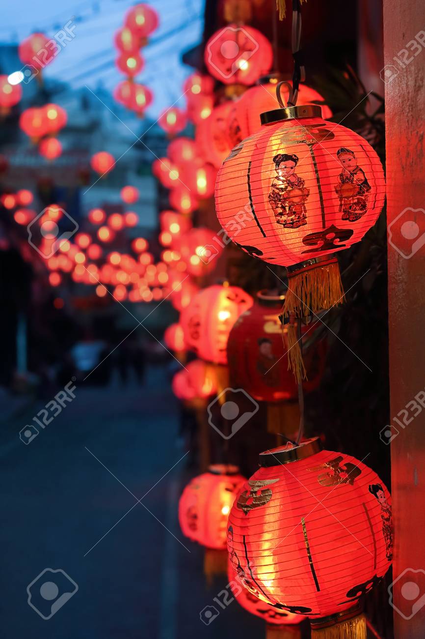 chinese new year lanterns with blessing text mean happy healthy