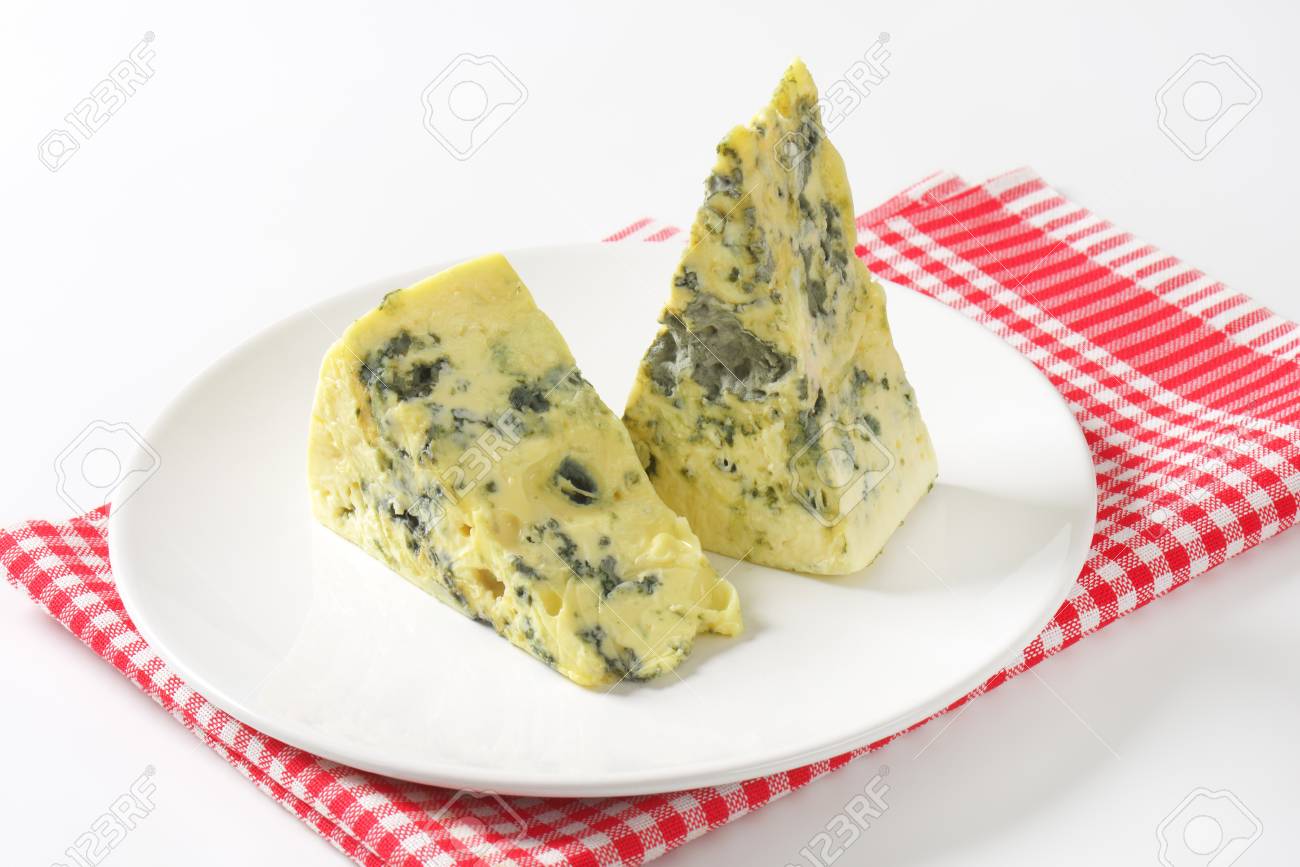two wedges of french blue cheese stock photo picture and royalty