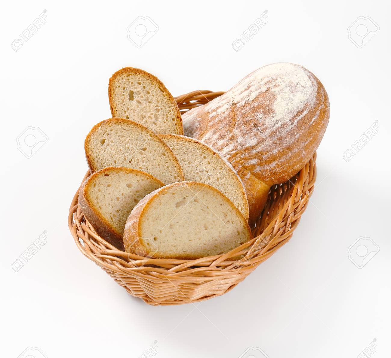 Sliced Continental Bread In A Basket Stock Photo, Picture And Royalty Free Image. Image 79905655.