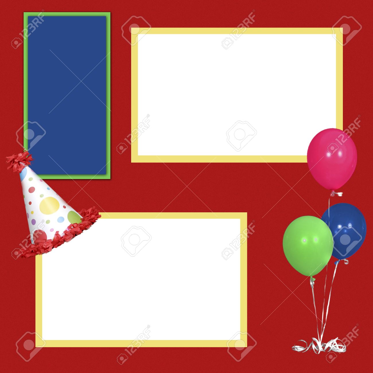 birthday theme square frame scrapbook template insert your photos