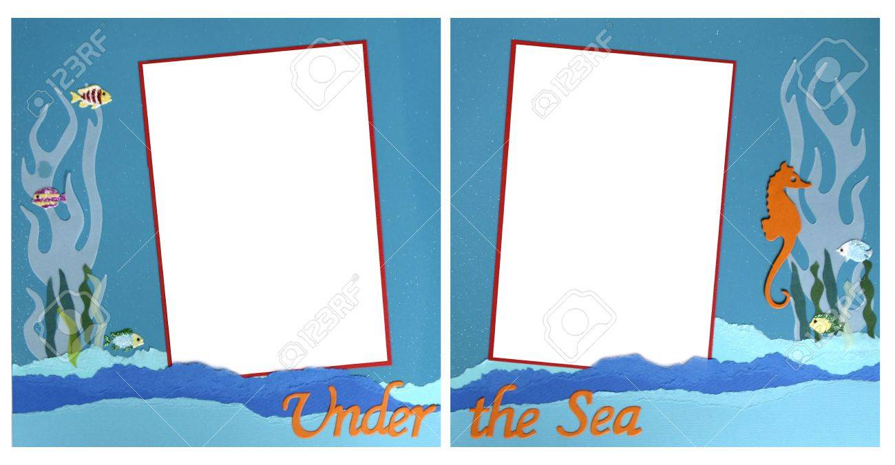 under the sea square frame scrapbook template insert your photos scrapbook picture frame template