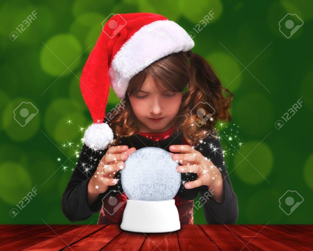 little girl snow globe