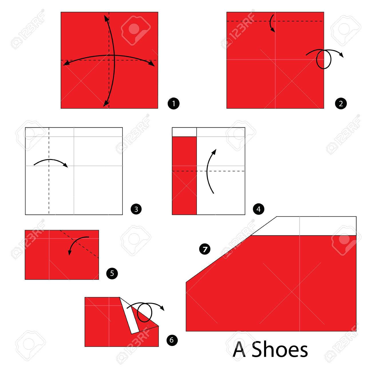 どのように折り紙の靴を手順を追って説明します のイラスト素材 ベクタ Image