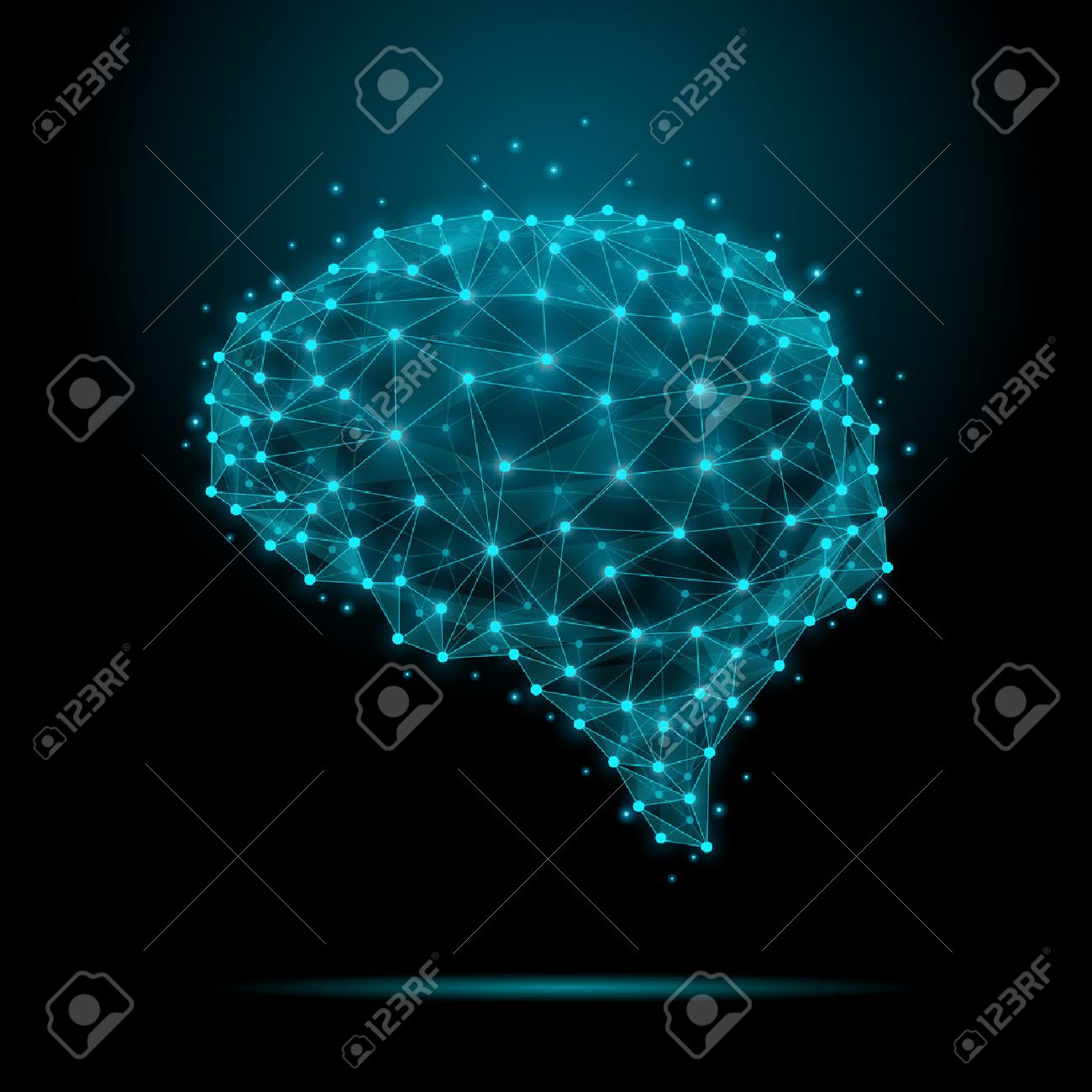 Polygonal human brain. The concept consists of polygons with luminous nodes at the intersections of the ribs. Vector illustration - 48211469 Polygonal human brain. The concept consists of polygons with luminous nodes at the intersections of the ribs. Vector illustration - 48211469