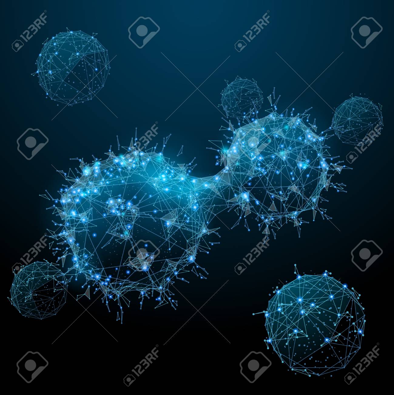 Cancer cells. Oncology low poly wireframe. Vector polygonal image in the form of a starry sky or space, consisting of points, lines, and shapes in the form of stars with destruct shapes. - 115477579 Cancer cells. Oncology low poly wireframe. Vector polygonal image in the form of a starry sky or space, consisting of points, lines, and shapes in the form of stars with destruct shapes. - 115477579