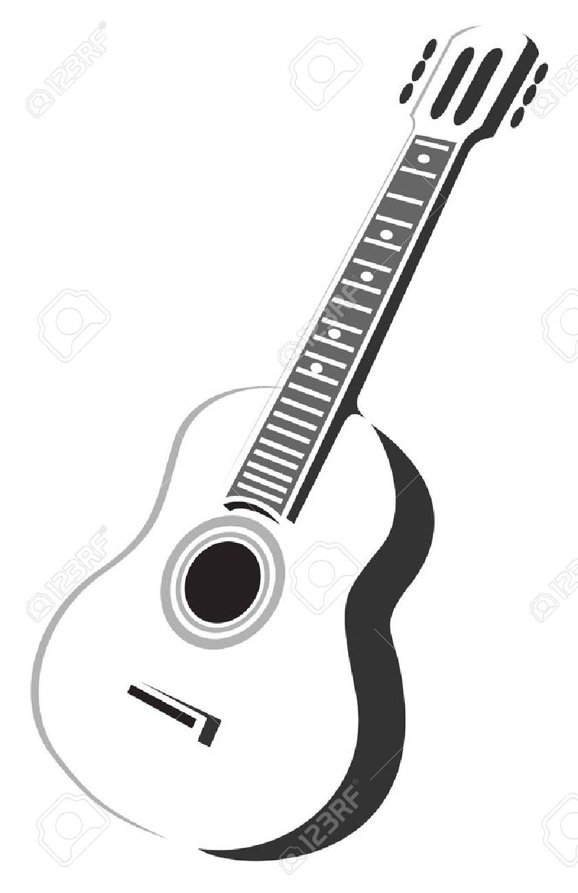 stylized acoustic guitar silhouette isolated on a white background royalty free cliparts vectors and stock illustration image 4360074 stylized acoustic guitar silhouette isolated on a white background