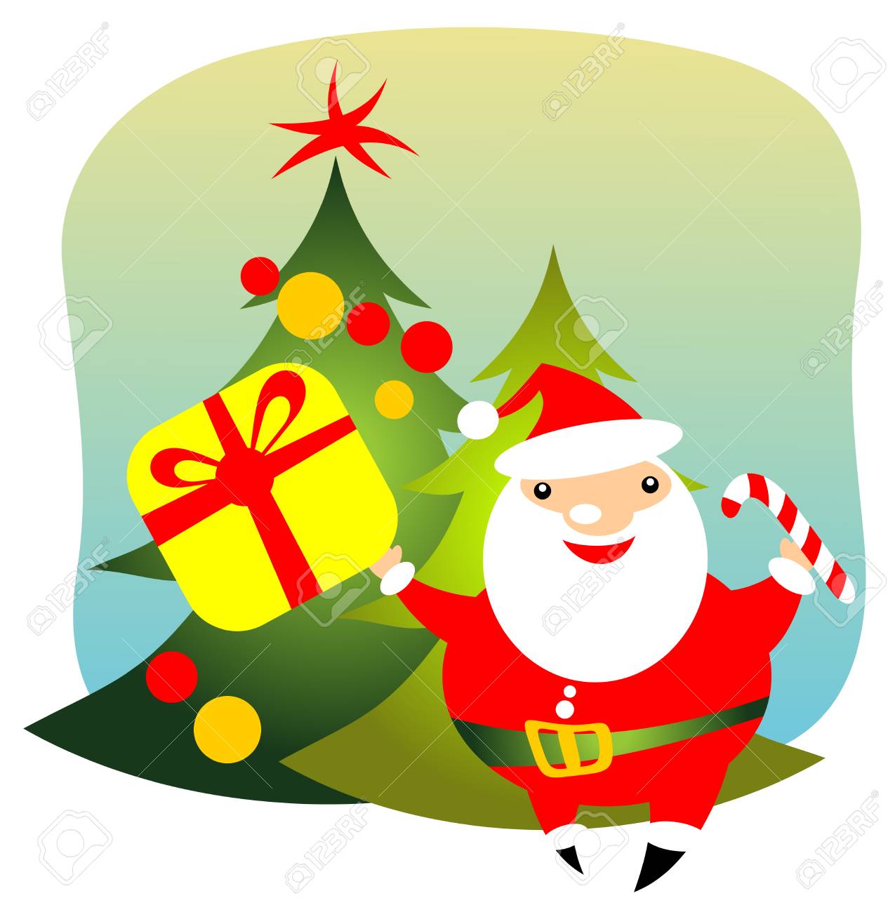 幸せなサンタの贈り物クリスマス イラストとのイラスト素材 ベクタ Image