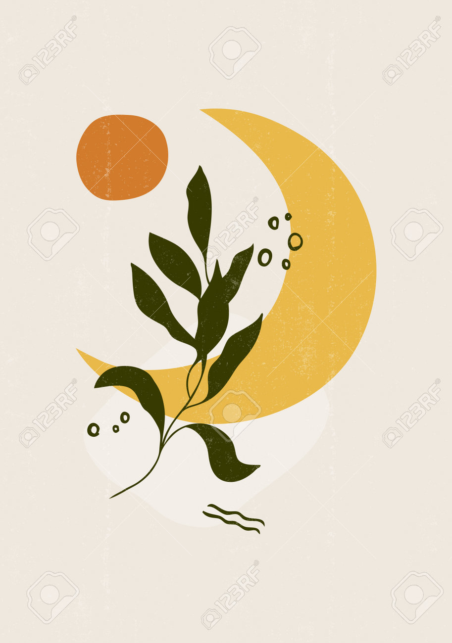 abstract-sun-moon-leaves-print-boho-minimalist-printable-wall-art-geometric-abstract-sunset-print-bohemian-art-work-vector-royalty-free-svg-cliparts-vectors-and-stock-illustration-image-162819124