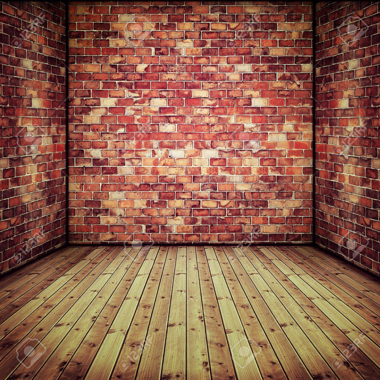 abstract interior with old brick wall and wooden floor stock photo abstract interior with old brick wall and wooden floor stock photo