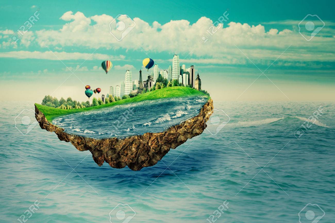 空飛ぶ島 海面を幻想的な島とエコのコンセプト の写真素材 画像素材 Image 空飛ぶ島 海面を幻想的な島とエコのコンセプト の写真素材 画像素材 Image