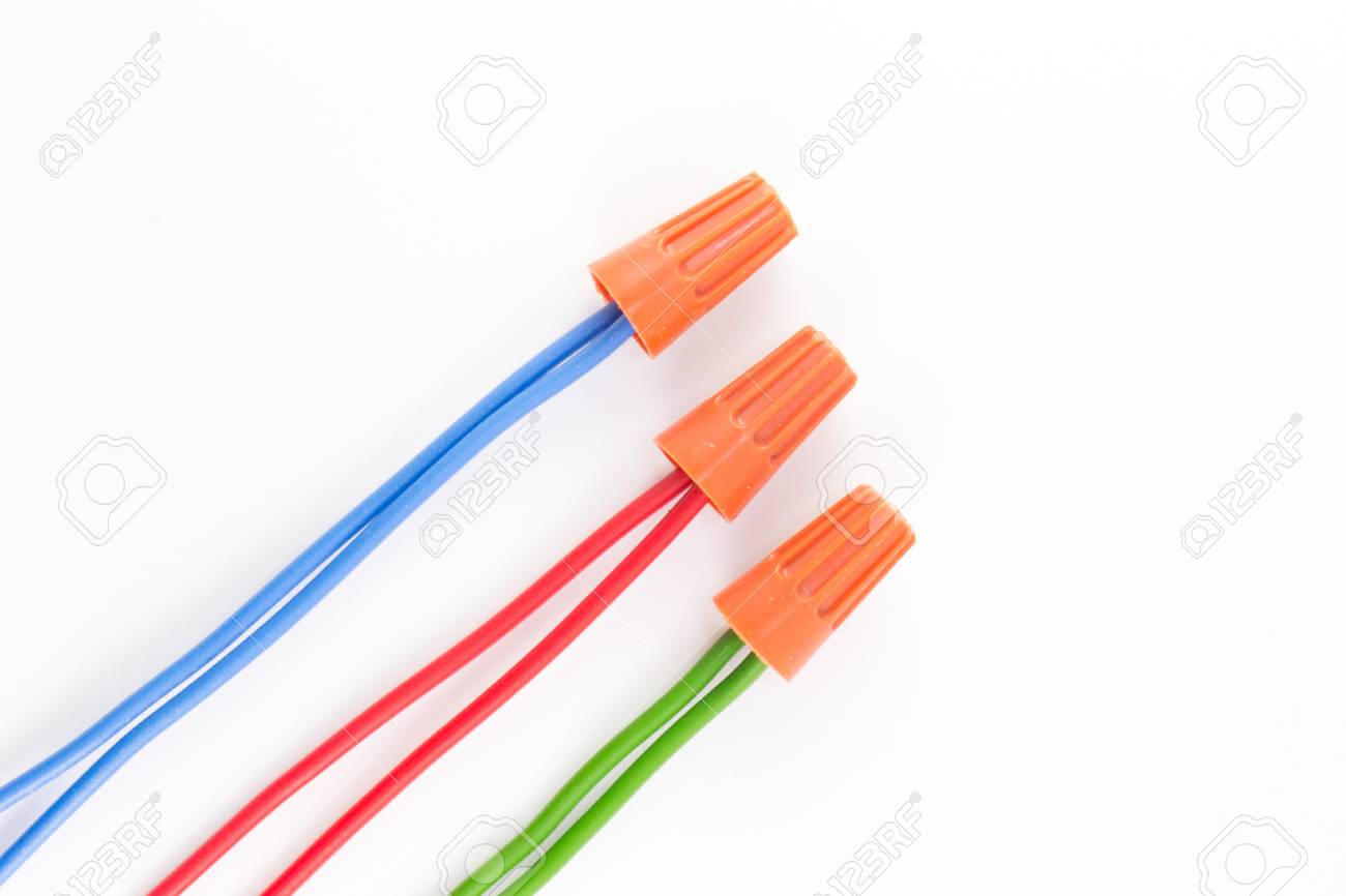 Stock Photo - Three soedinitelya- wire nuts isolated on white background