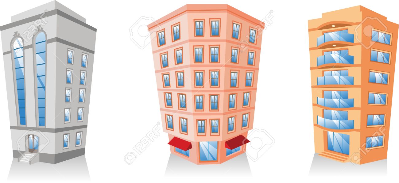 漫画のアパートの建物のコレクション のイラスト素材 ベクタ Image