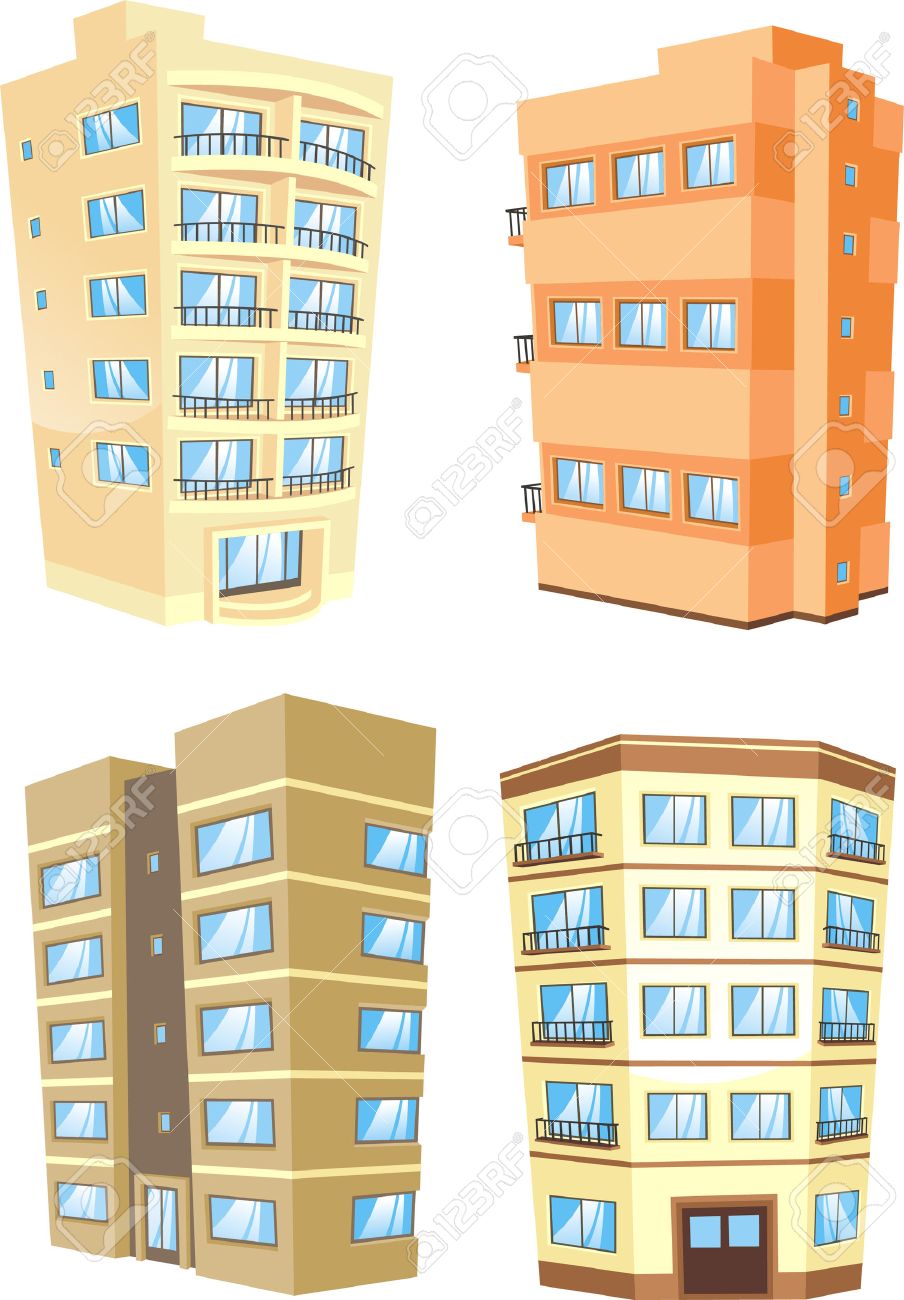 Apartment Building Illustration cartoon apartment building collection. royalty free cliparts Apartment Building Illustration cartoon apartment building collection. royalty free cliparts
