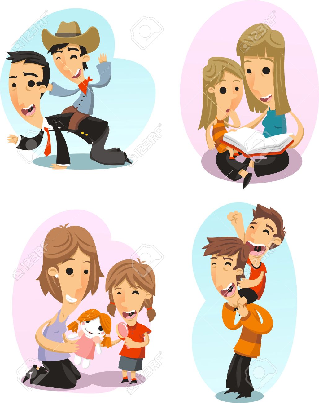 Parents And Children Playing Together Royalty Free Cliparts Vectors And Stock Illustration Image