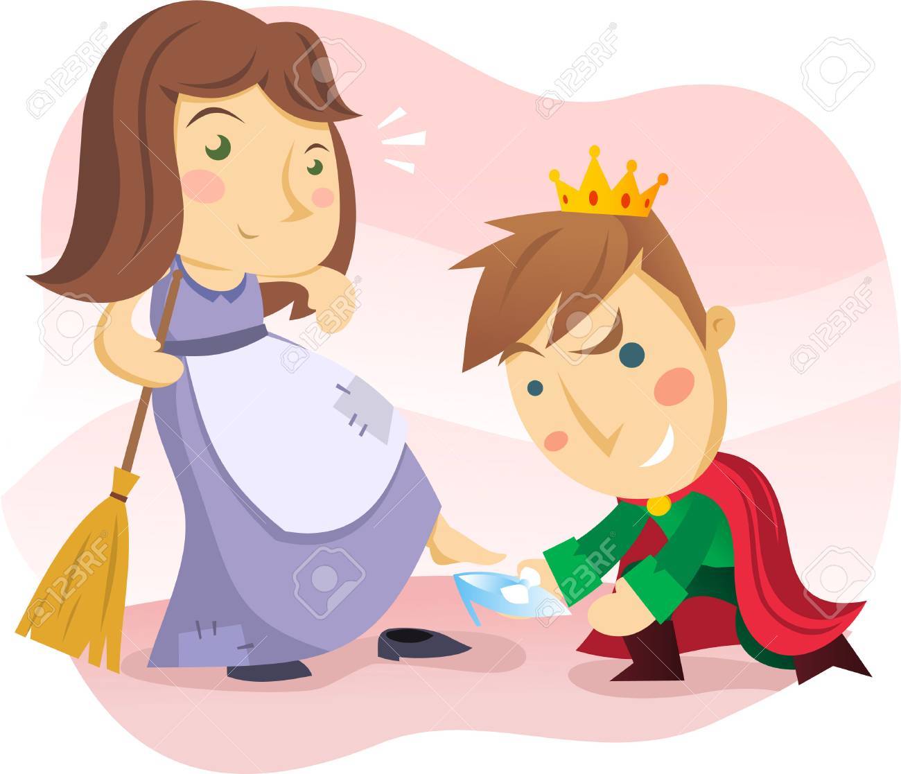 Cinderella With The Prince And The Crystal Shoe. Royalty Free SVG,  Cliparts, Vectors, and Stock Illustration. Image 33787619., image size:1300x1117