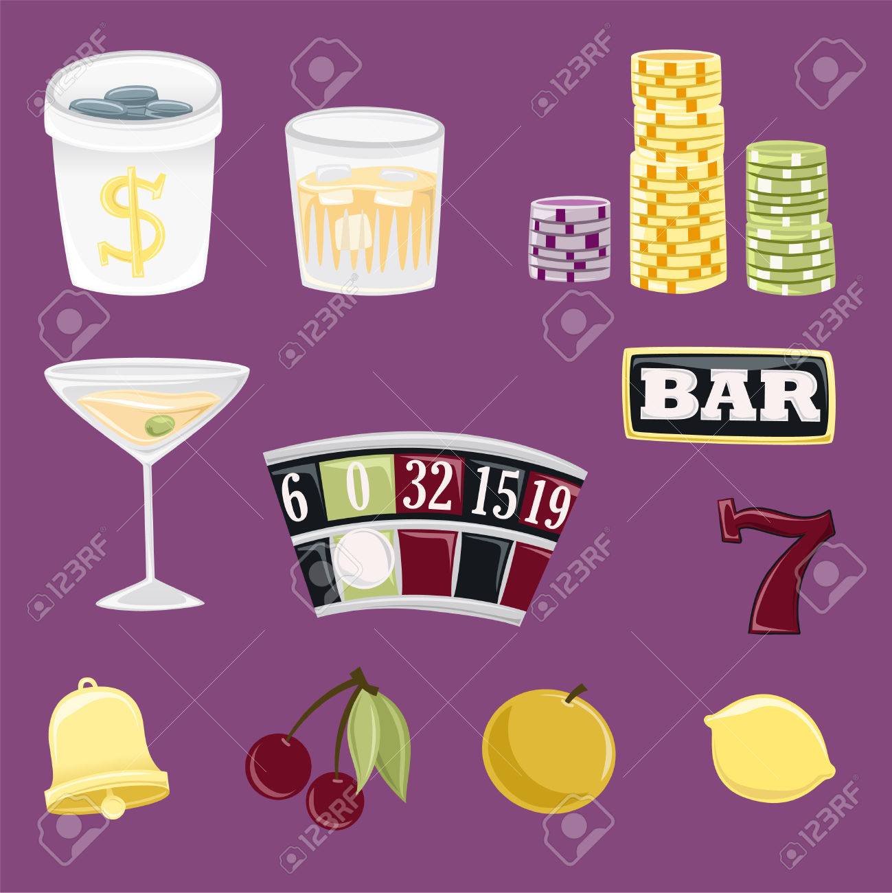 カジノやエンターテイメント プロジェクト設定アイコンをギャンブルのイラスト素材 ベクタ Image