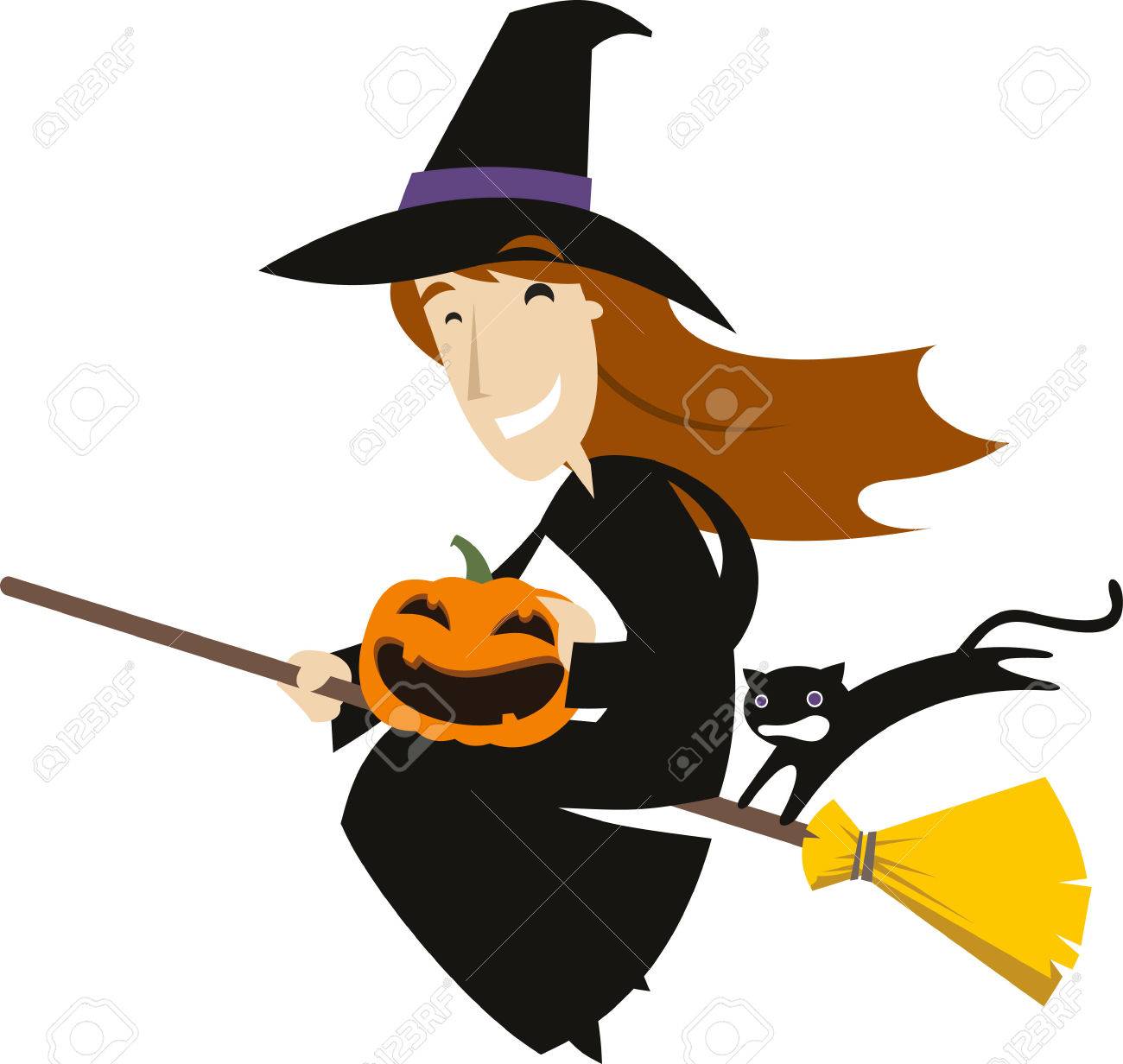halloween broom flying witch
