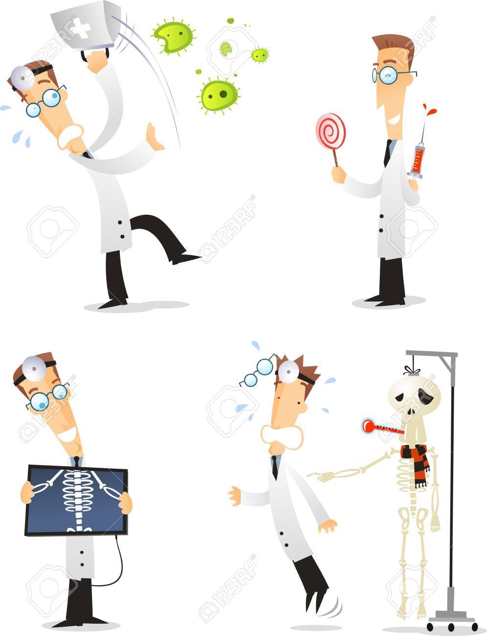 漫画医者イラスト セットのイラスト素材 ベクタ Image