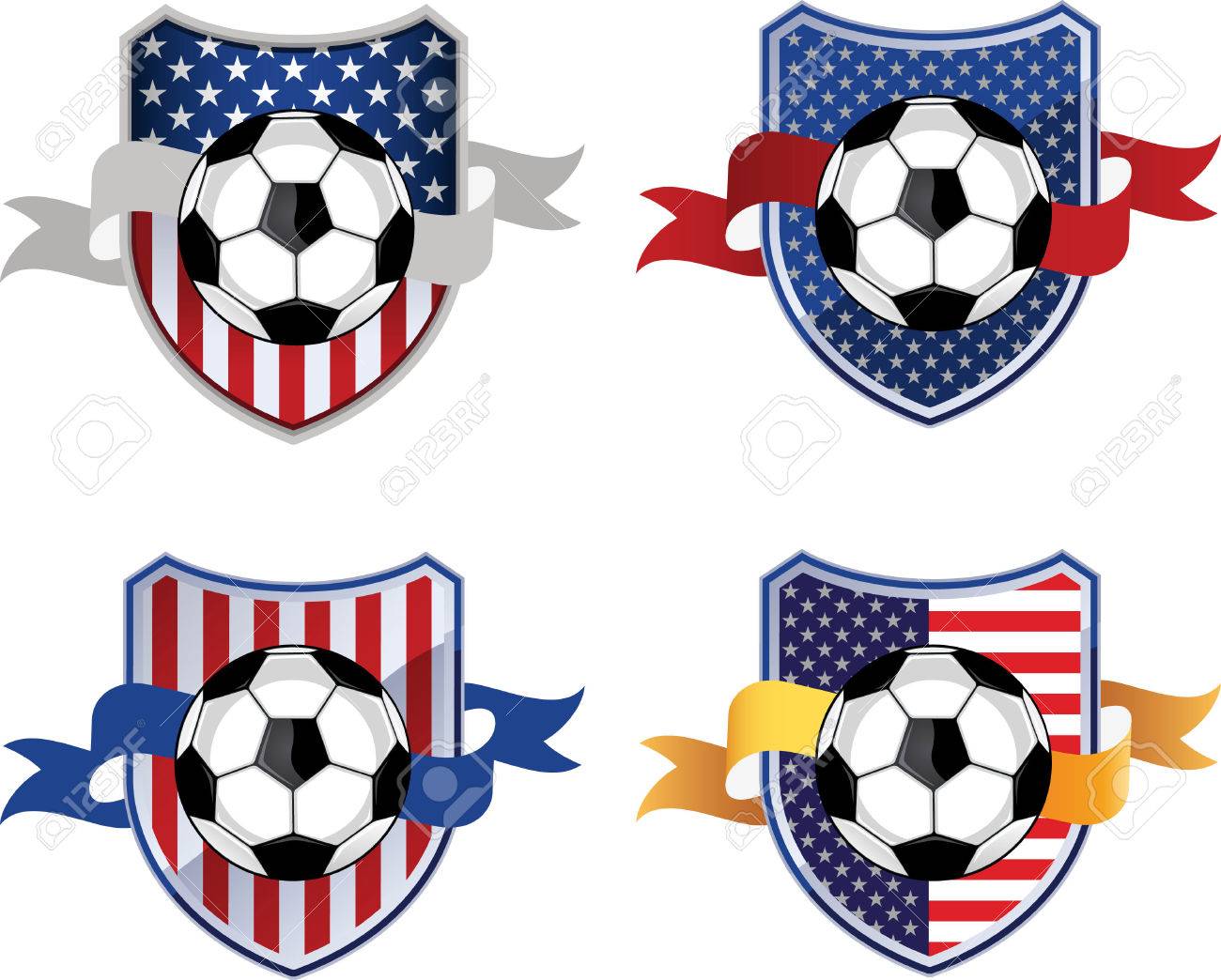 アメリカの国旗の動機と星形ベクター イラスト漫画のアメリカ サッカー サッカー エンブレム のイラスト素材 ベクタ Image