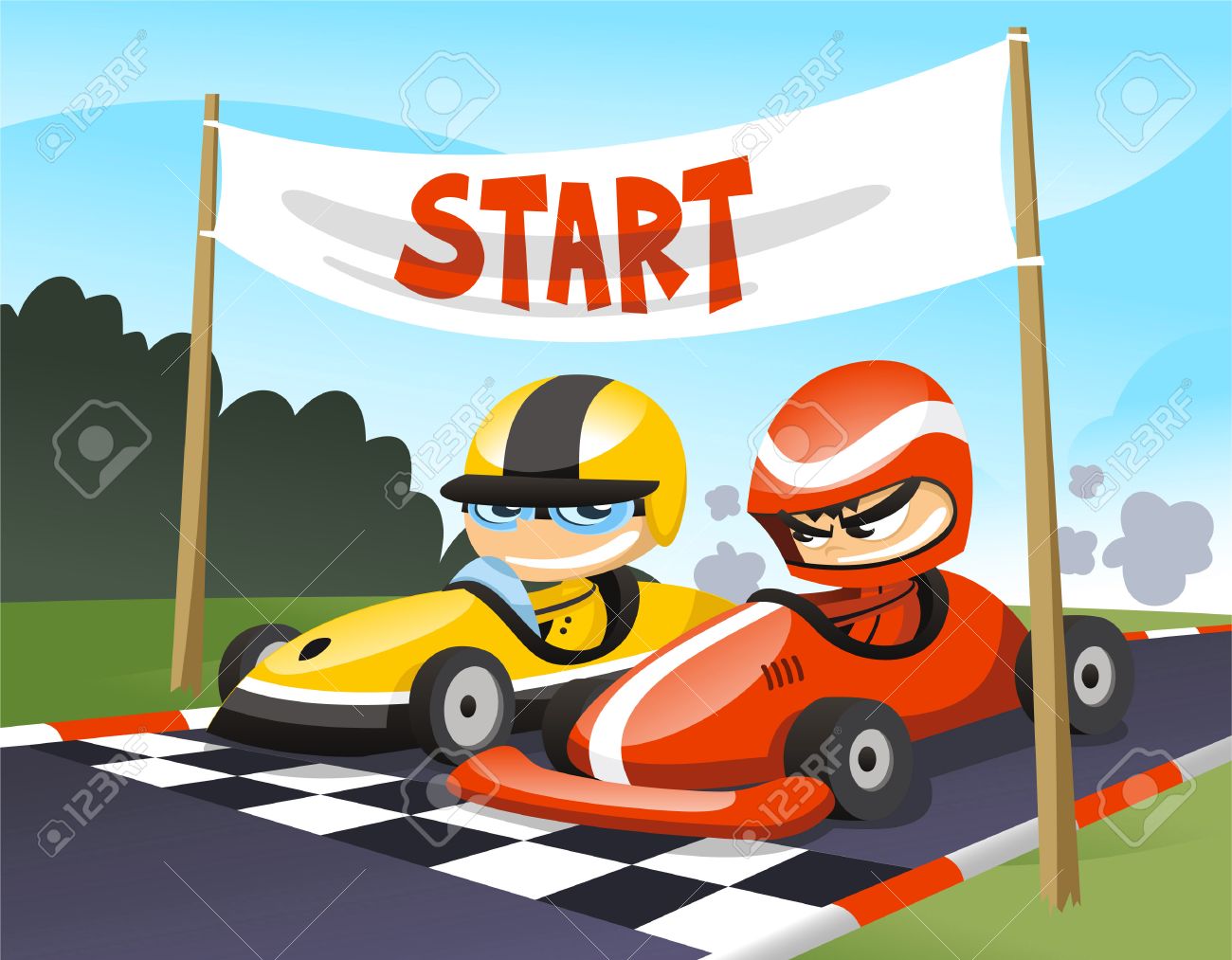 スタートの漫画イラストでカート レーサー のイラスト素材 ベクタ Image スタートの漫画イラストでカート レーサー のイラスト素材 ベクタ Image