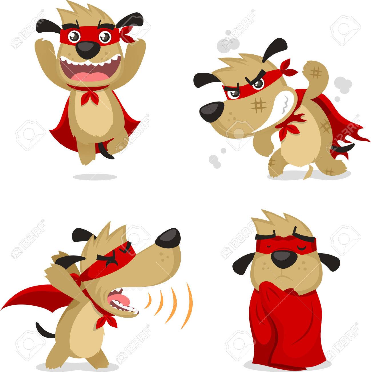 スーパー ヒーロー犬のスーパー ヒーロー犬を実行している 戦い スーパー ヒーローの息のように赤い衣服ベクトル イラスト スーパー ヒーロー子犬状況 のイラスト素材 ベクタ Image