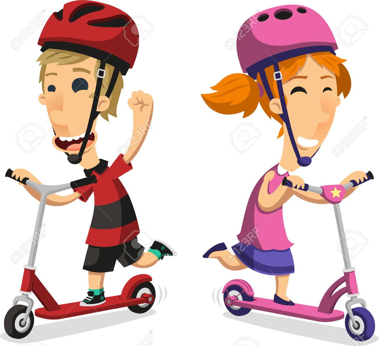 girl riding a scooter