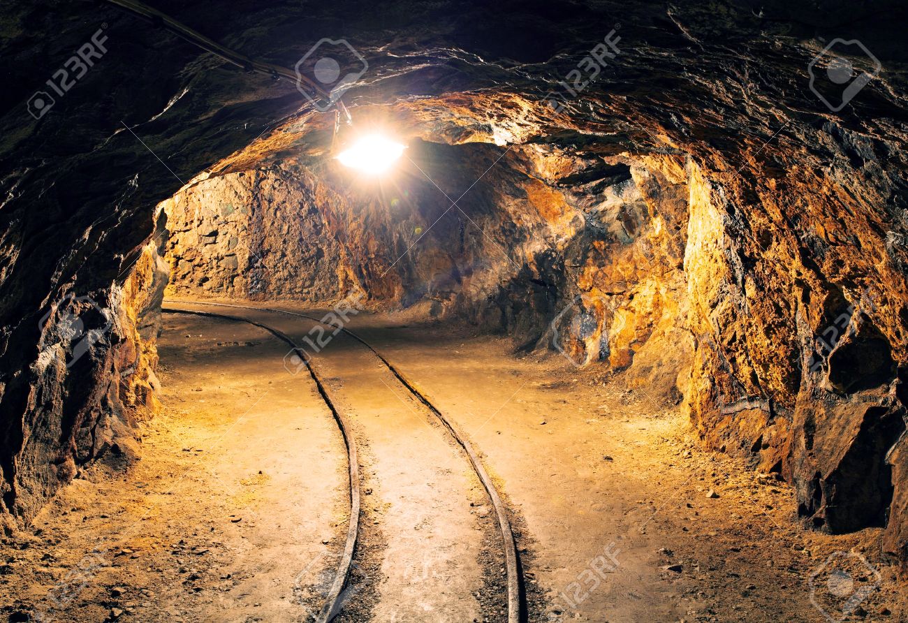 Mine gold underground tunnel railroad - 36904855 Mine gold underground tunnel railroad - 36904855