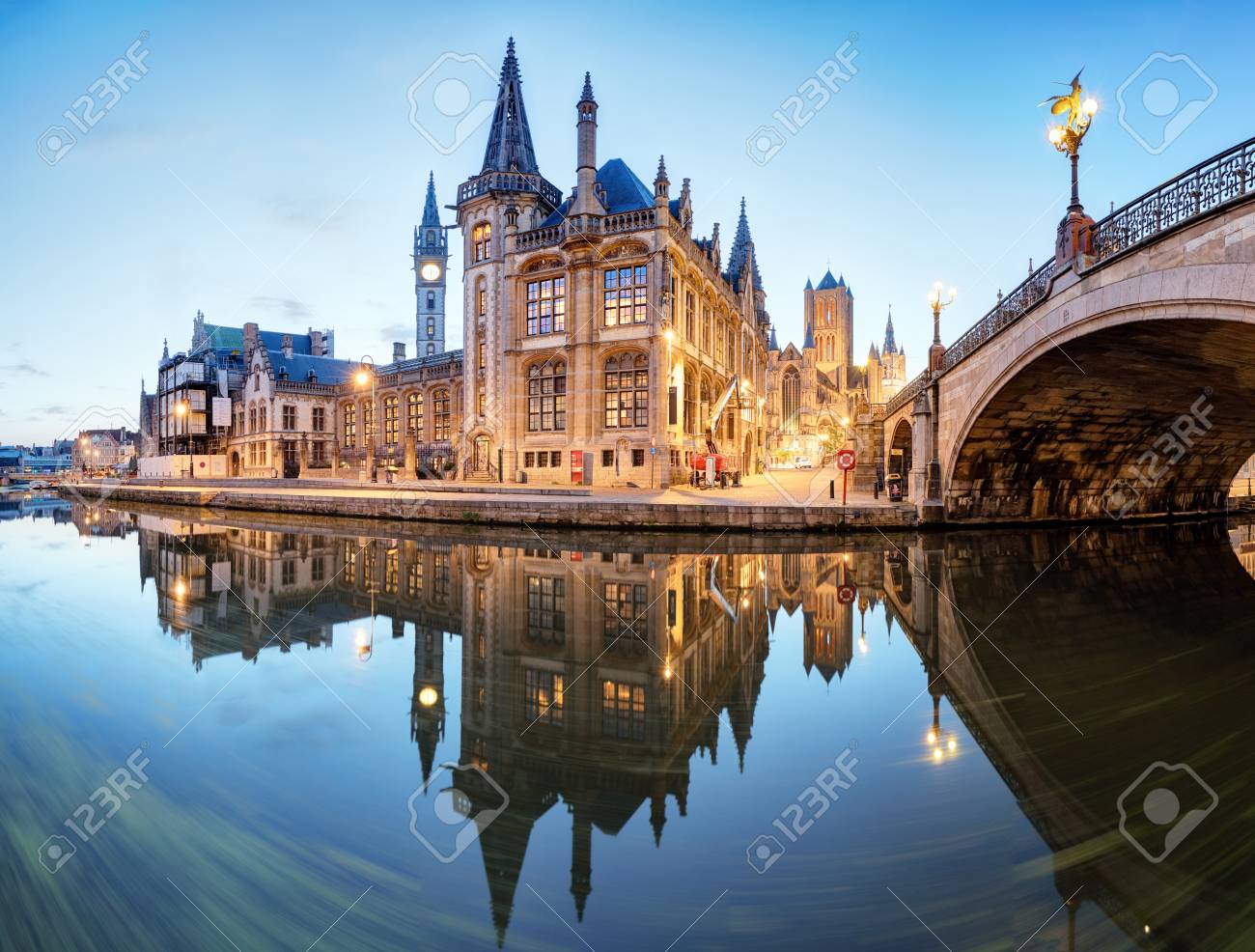 Ghent, Belgium during night, Gent old town - 91093404 Ghent, Belgium during night, Gent old town - 91093404