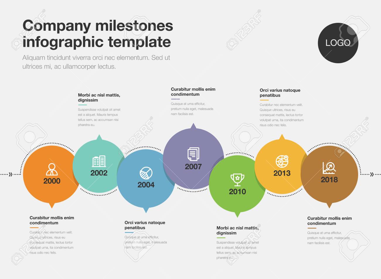vector infographics for business milestones timeline template
