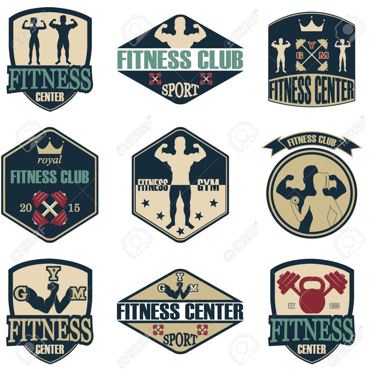 Fitness Gym Icons Athletic Labels And Badges Royalty Free