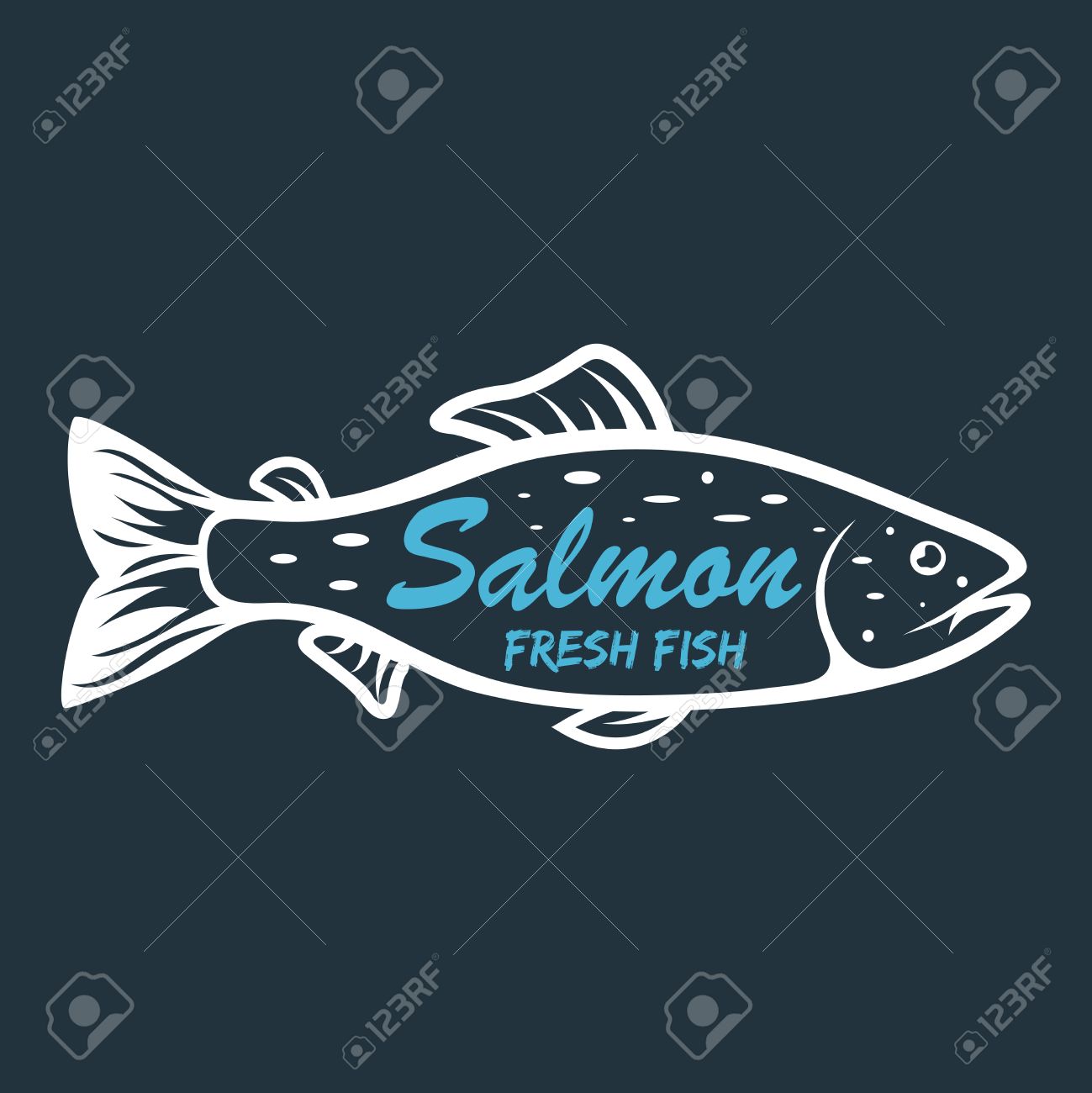 サーモンのアイコン 白い背景で隔離の海水魚 ベクトル図 クリップアートのイラスト素材 ベクタ Image