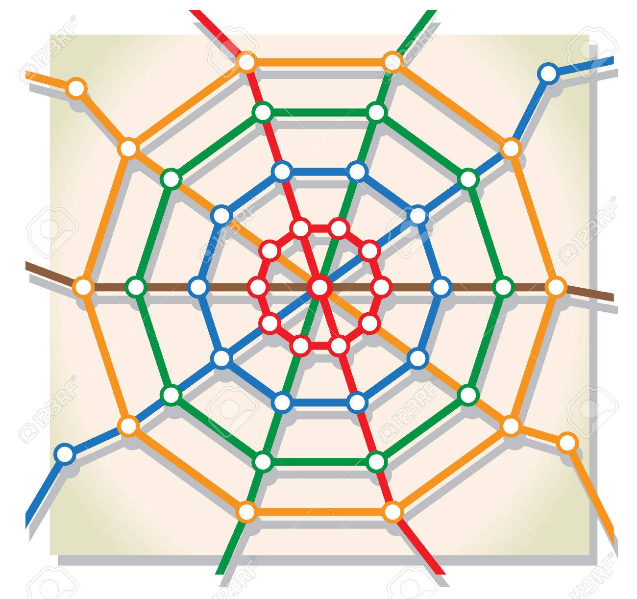 蜘蛛の巣の形で地下鉄マップ ベクトル図のイラスト素材 ベクタ Image