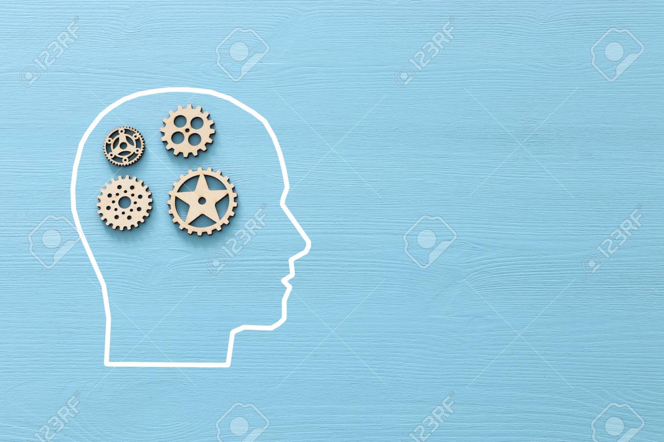 Brain disorder made from wooden cogwheels into human head. Concept of alzheimer's disease, memory loss, obsessive compulsive, adhd, anxiety disorders and mental health topic - 115483624 Brain disorder made from wooden cogwheels into human head. Concept of alzheimer's disease, memory loss, obsessive compulsive, adhd, anxiety disorders and mental health topic - 115483624
