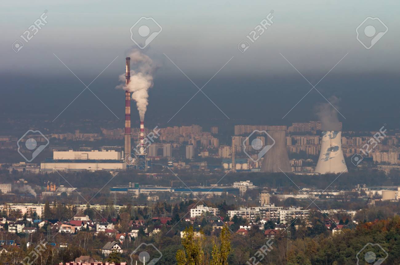 Power Plant In Heavy Smog Air Pollution In Krakow City Poland Stock Photo Picture And Royalty Free Image Image 90441756