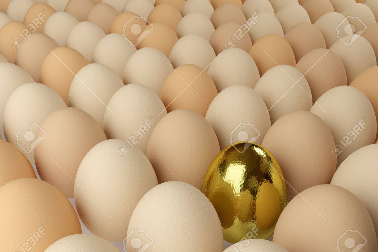 たくさんの卵一つ 黄金のレンダリング の写真素材 画像素材 Image