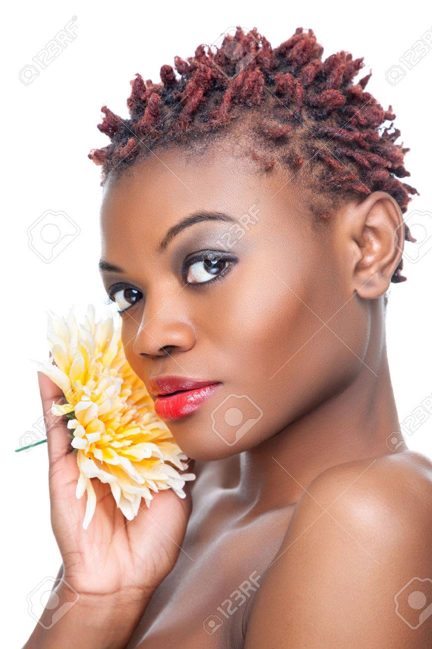 Black Beauty With Short Spiky Red Hair Stock Photo Picture And