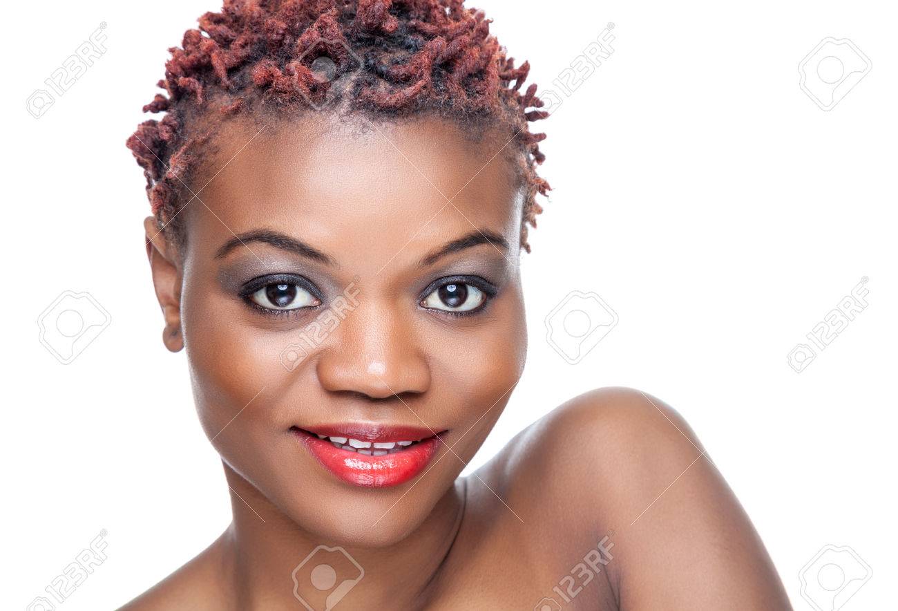 Black Beauty With Short Spiky Red Hair Stock Photo Picture And